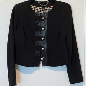 Chico's Elegant Black Blazer with Gold Buttons